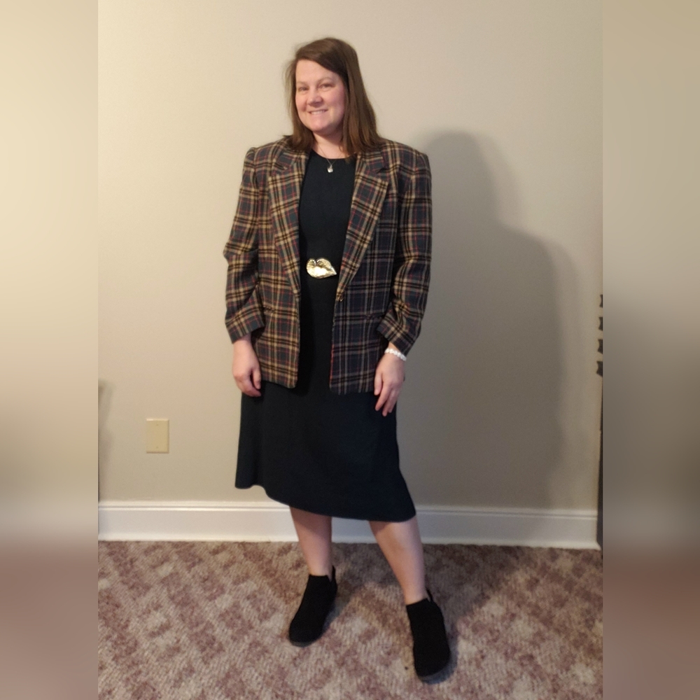 Vintage Southern Lady Tartan Plaid Blazer Sz XL